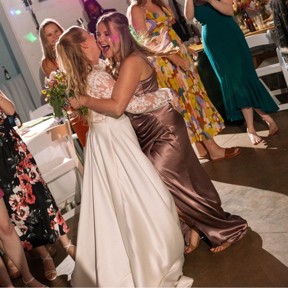 Lydia Shiny Satin Dress - Dark Mauve from Birdy Grey Small - Picture 7 of 8